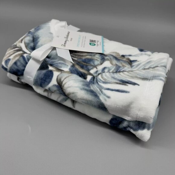 4pc TOMMY BAHAMA Blue Gray Palm Fronds 2 Bath and 2 Hand Towel Set Tropical NEW - Picture 4 of 10